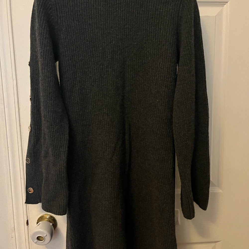 Sandro Dark Gray Turtleneck Sweater Dress